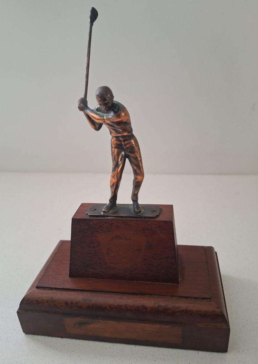 Old Bronze on Wood Golf Trophy
