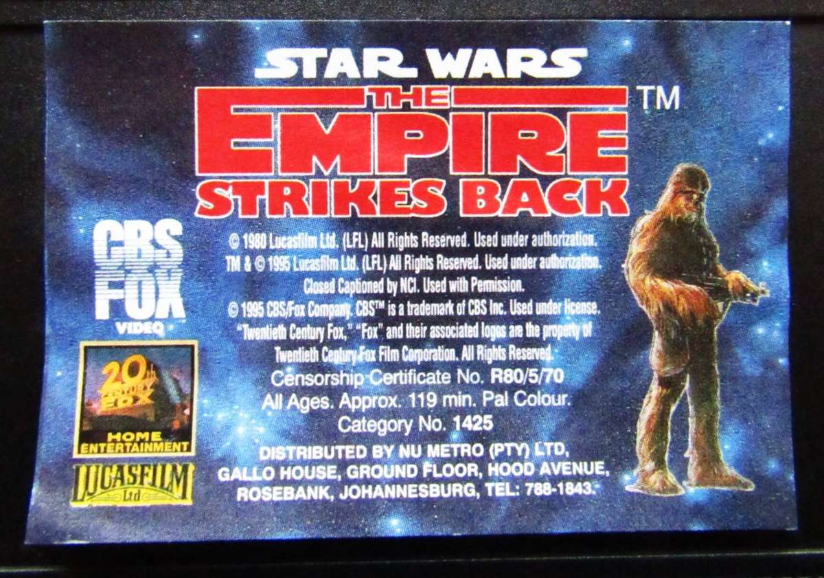 Star Wars - The Empire Strikes Back - Movie VHS Tape (1995)