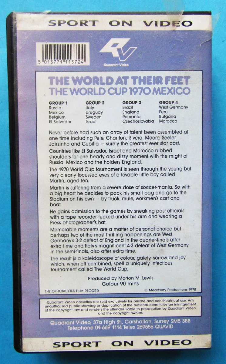 1970 World Cup - Soccer VHS Video Tape