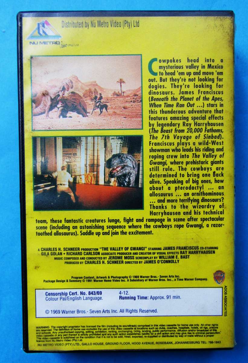 The Valley of Gwangi - Dinosaur Western Movie VHS Tape (1991)
