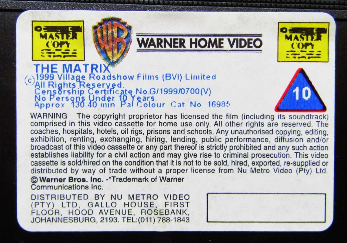 The Matrix - Keanu Reeves - Movie VHS Tape (1999)