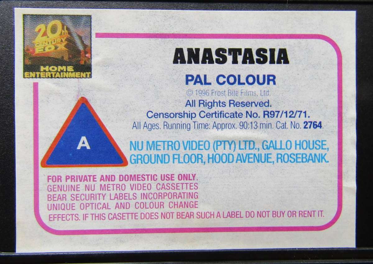 Anastasia - Movie VHS Tape (1996)