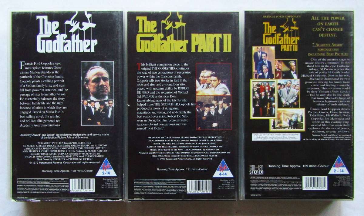 The Godfather 1 to 3 - Movie VHS Tapes