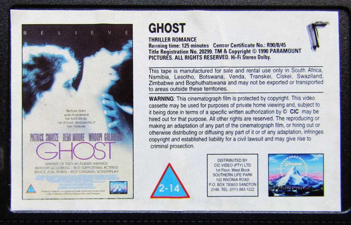Ghost - Patrick Swayze - Movie VHS Tape (1990)