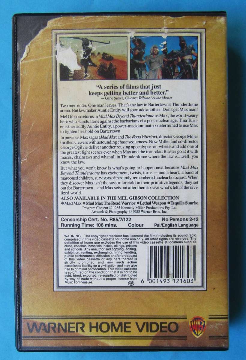 Mad Max Beyond Thunderdome - Movie VHS Tape (1985)