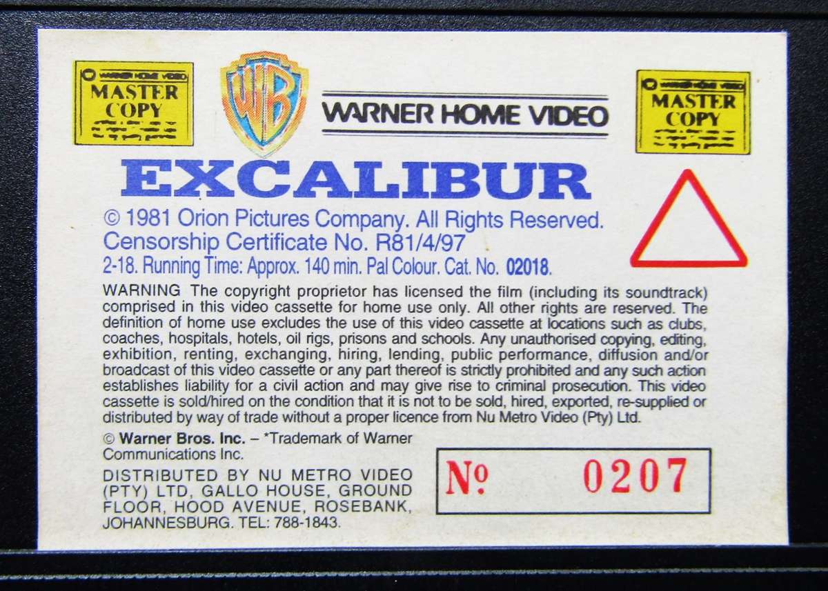 Excalibur - Movie VHS Tape (1994)