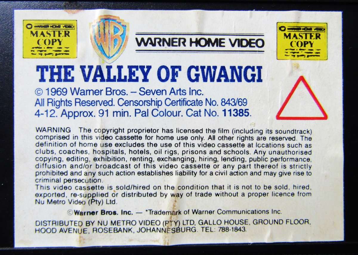 The Valley of Gwangi - Dinosaur Western Movie VHS Tape (1991)