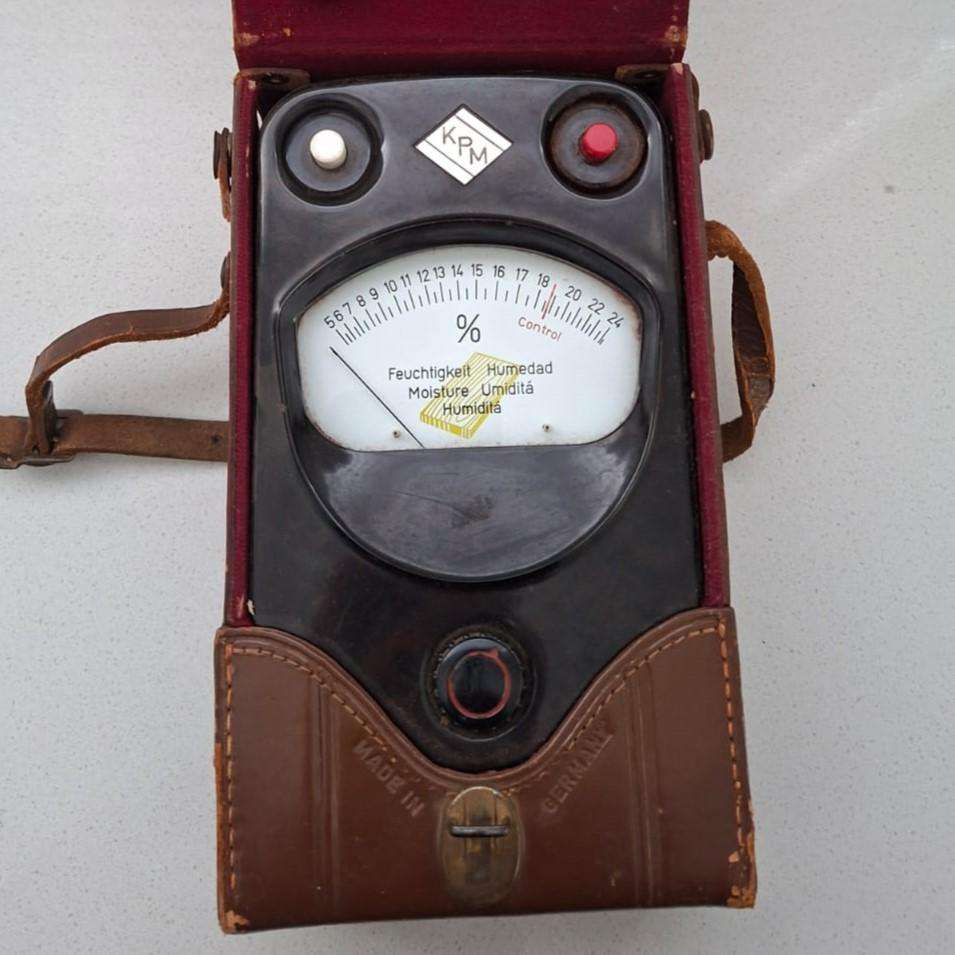 Vintage Made in Germany KPM Aqua Boy Moisture Meter in Leather Case