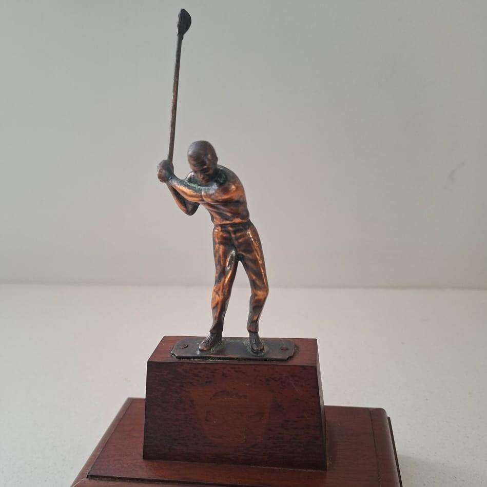 Old Bronze on Wood Golf Trophy