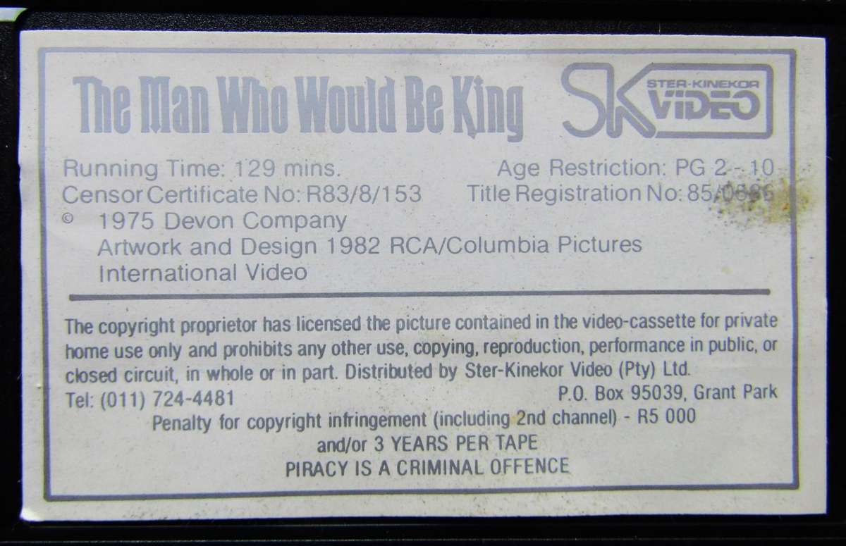 The Man Who Would Be King - Movie VHS Tape (1982)