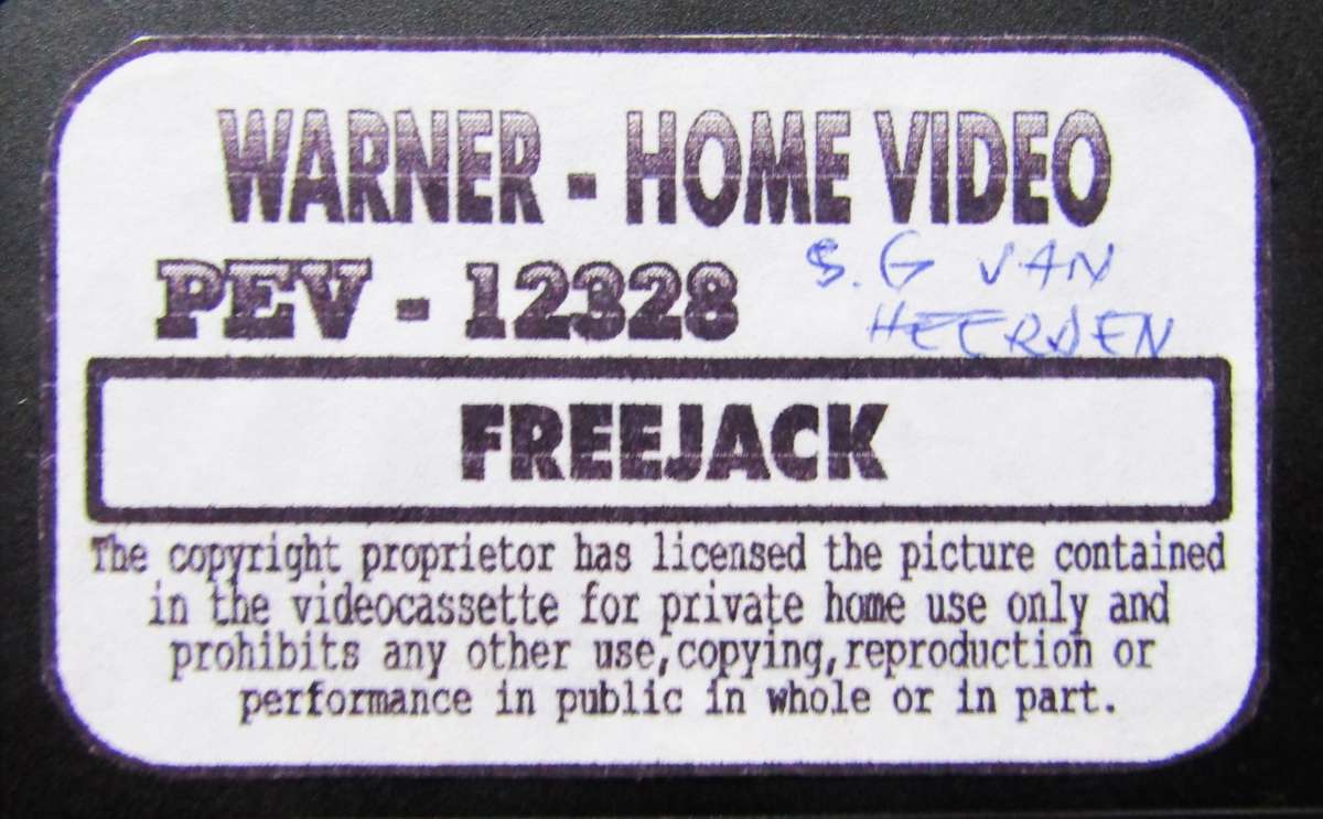 Freejack - Mick Jagger - SciFi Movie VHS Tape (1991)