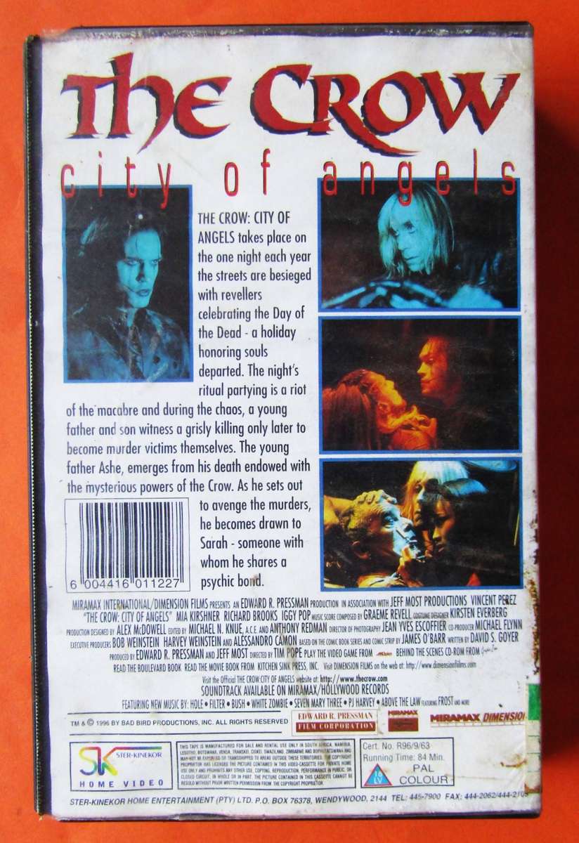 The Crow - City of Angels - Horror Movie VHS Tape (1996)
