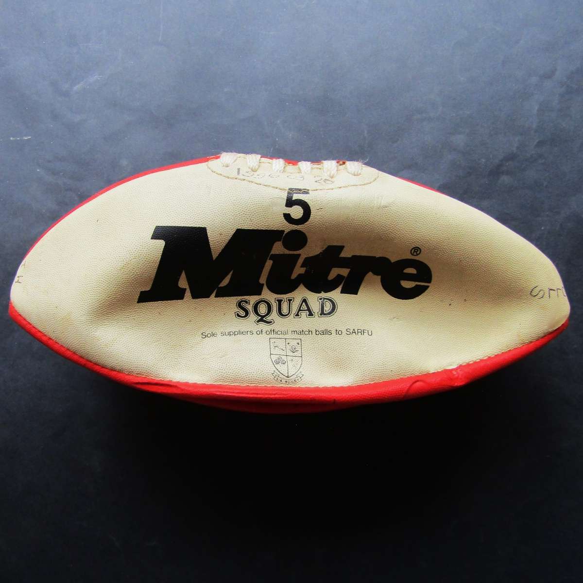 Old SARFU Mitre Rugby Ball with Many Signatures