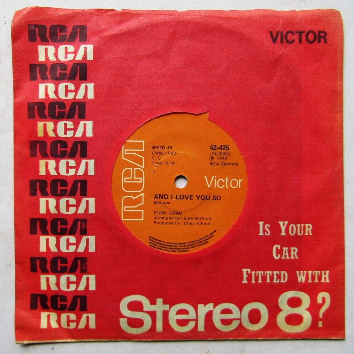 Perry Como  And I Love You So - Vinyl 7 Single Record (1973)