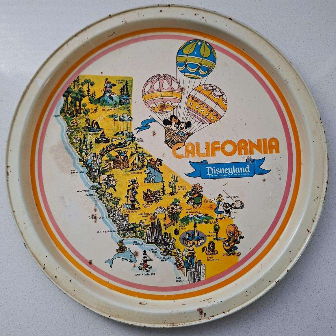 Old Disneyland Walt Disney Metal Tray
