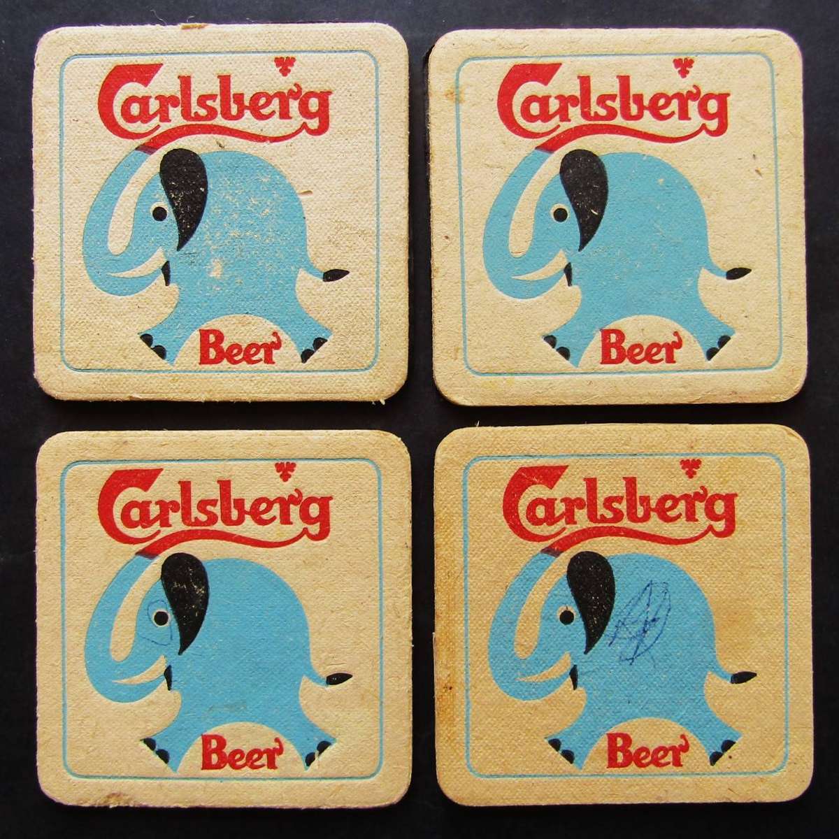4 Old Carlsberg Beer Coasters