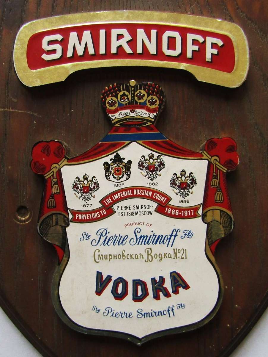 Large Old Smirnoff Vodka Advertising Sign