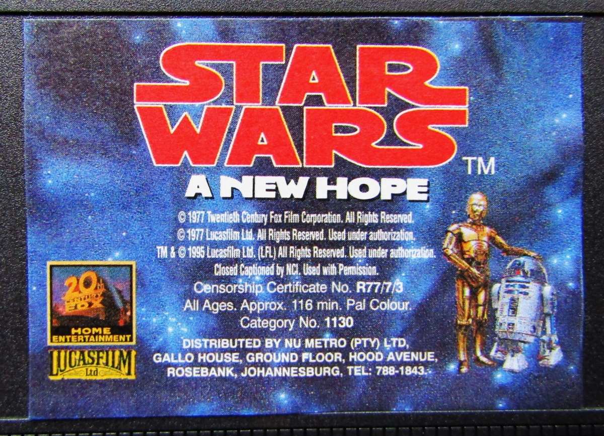 Star Wars - A New Hope - Movie VHS Tape (1995)