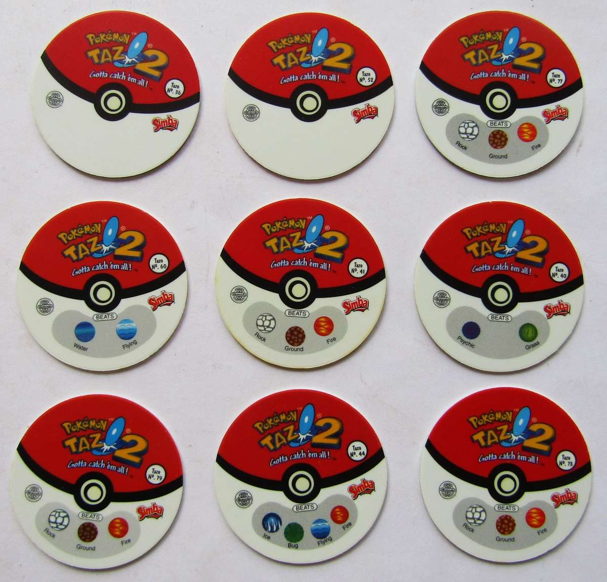 Lot of 9 Pokemon Tazo 2 Slammers by Simba