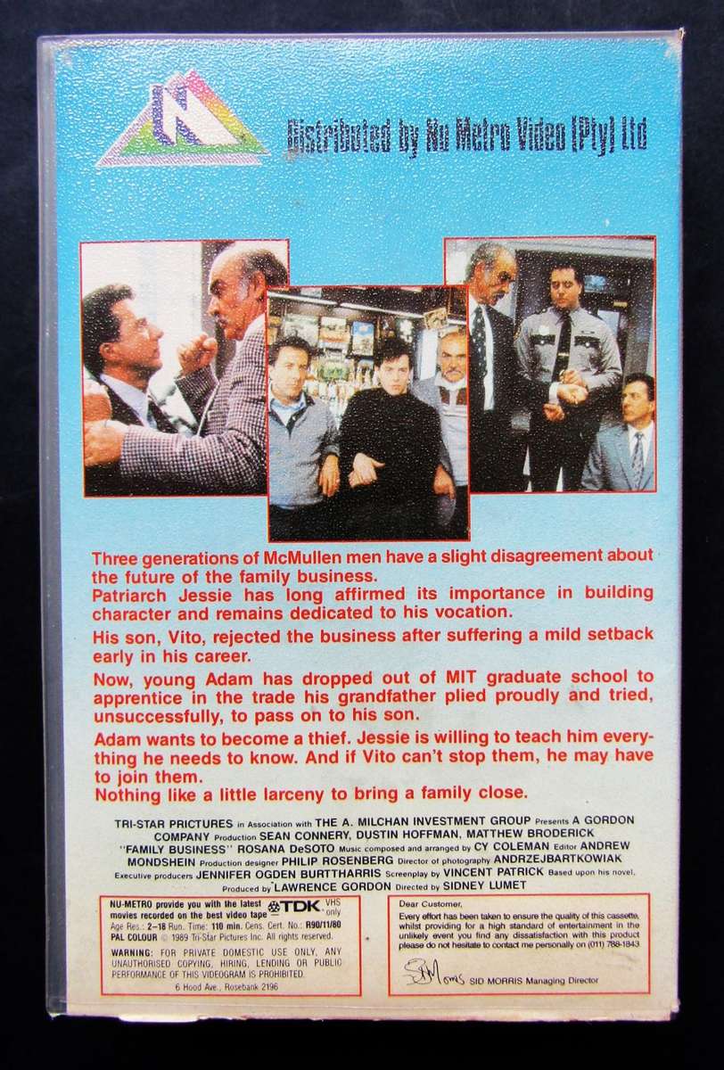 Family Business - Sean Connery - Movie VHS Tape (1989)