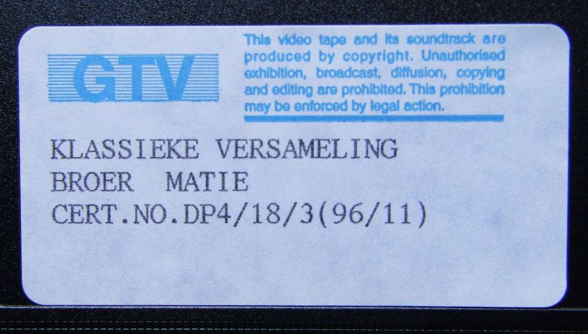 Broer Matie - Afrikaans Movie VHS Tape (1996)