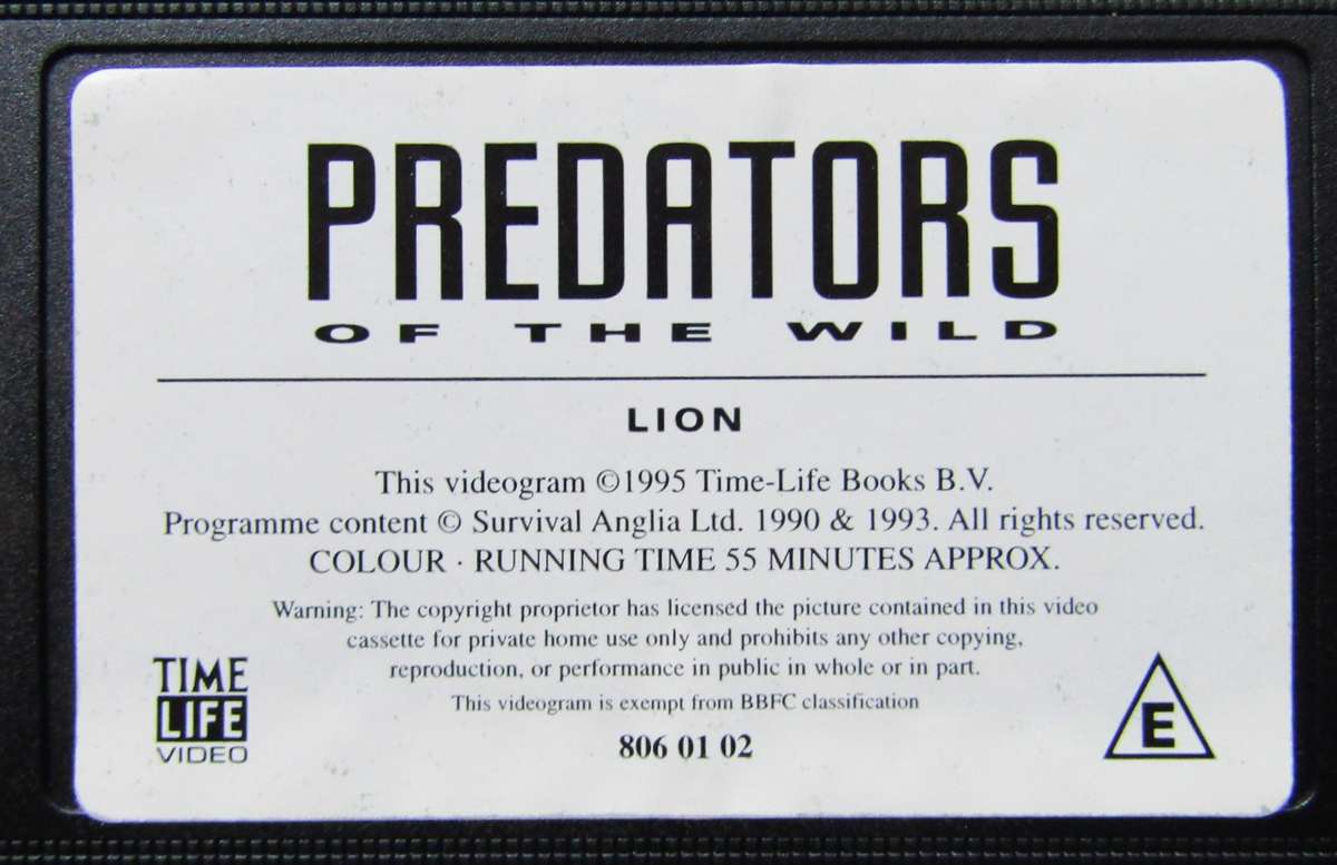 Lion - Predators of the Wild - VHS Video Tape (1995)