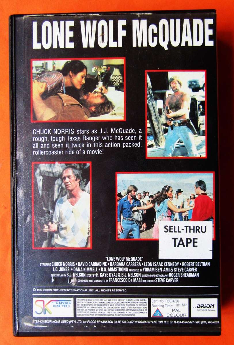 Lone Wolf McQuade - Chuck Norris - Movie VHS Tape (1994)