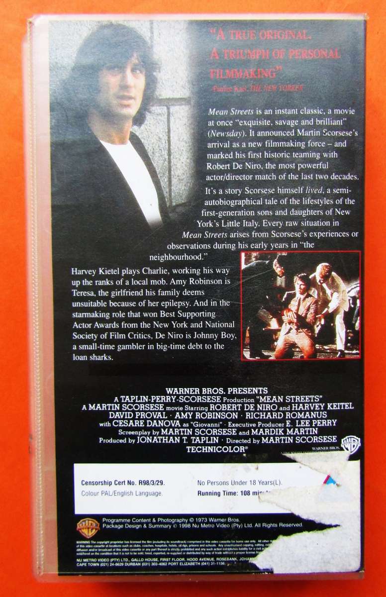 Mean Streets - Martin Scorsese - Movie VHS Tape (1998)