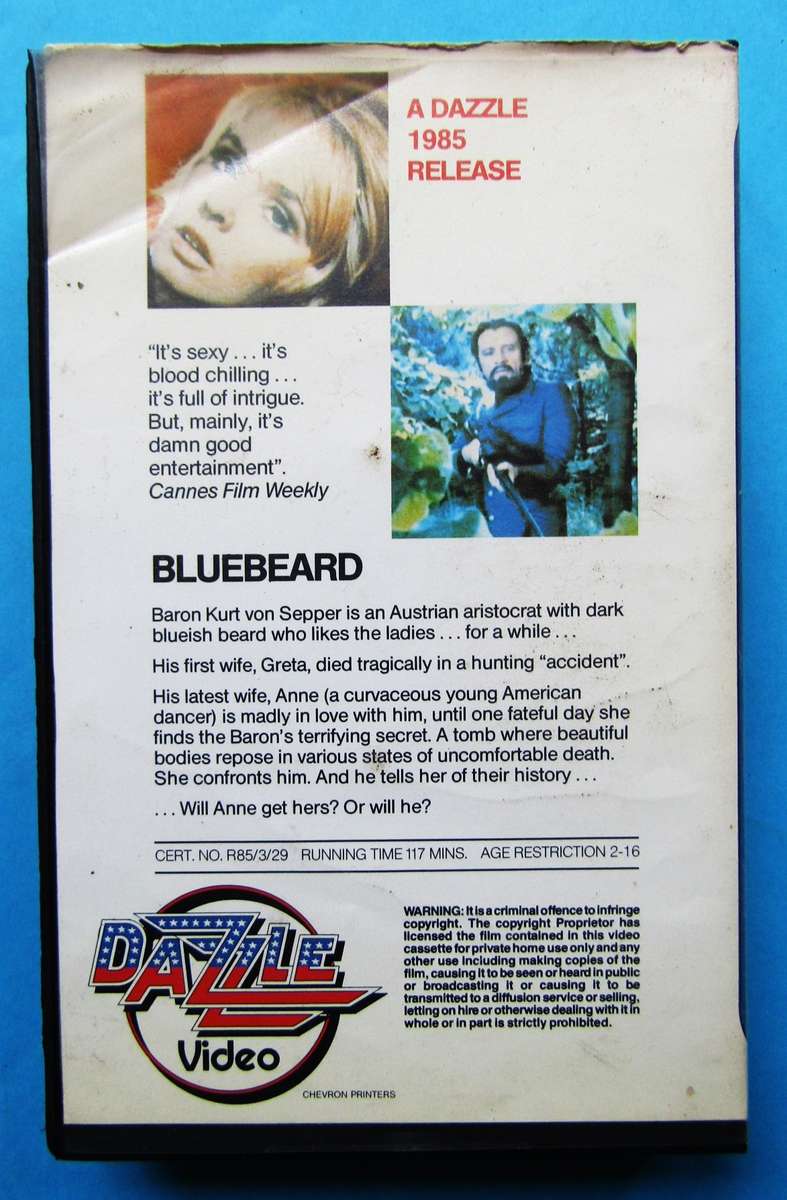 Bluebeard - Richard Burton - Horror Movie VHS Tape (1985)