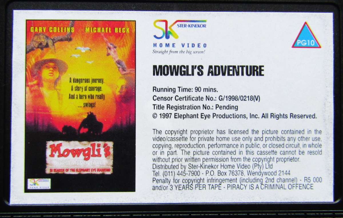 Mowgli's Adventure - Movie VHS Tape (1998)