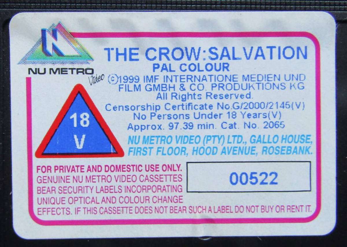 The Crow - Salvation - Horror Movie VHS Tape (2000)