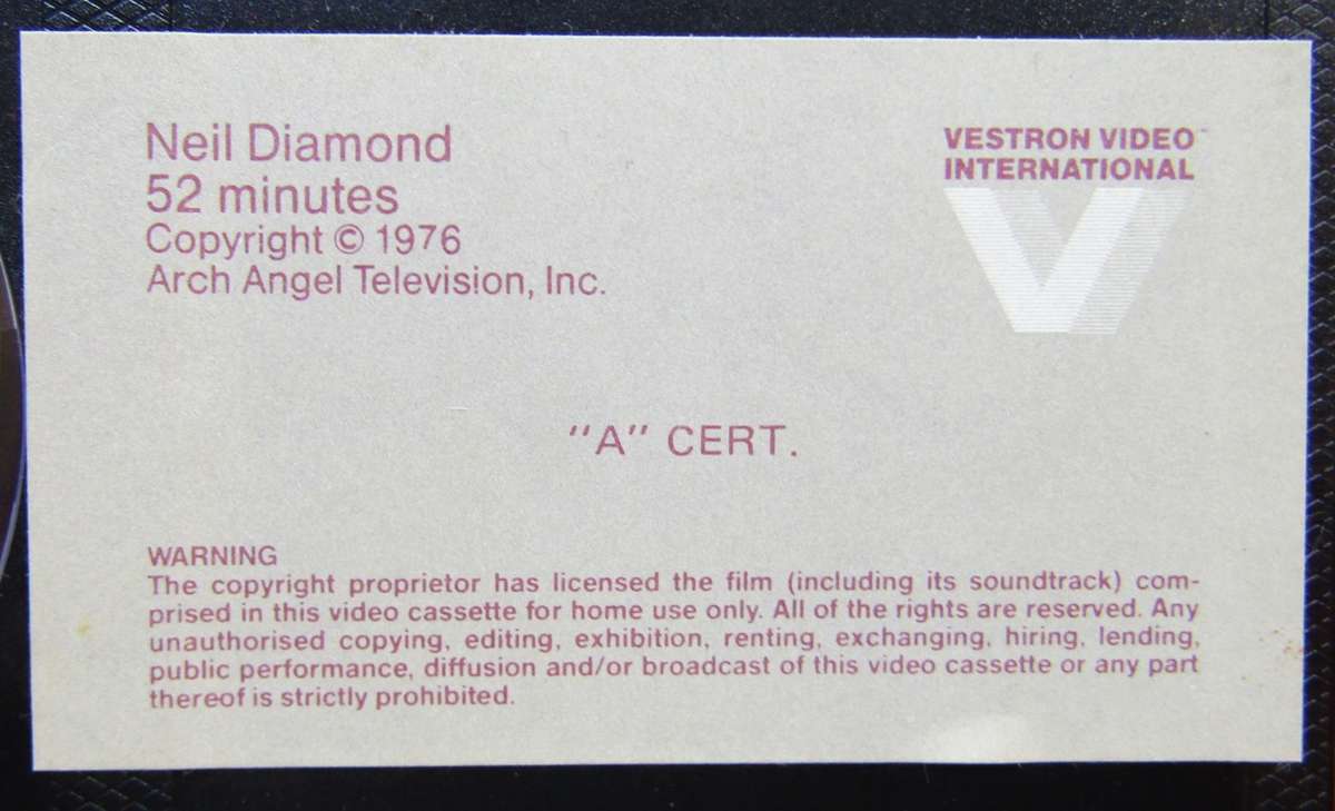 Neil Diamond - Love at the Greek - Betamax Video Tape (1984)