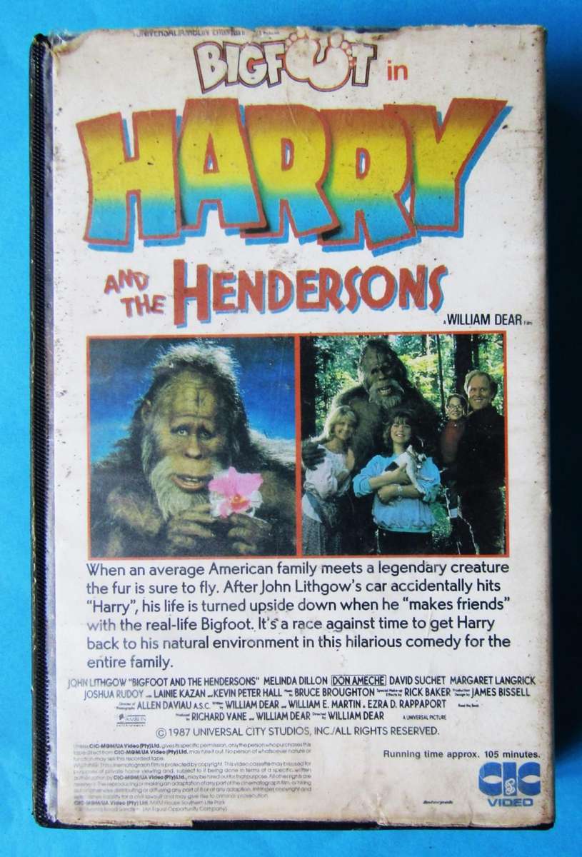 Harry and the Hendersons - Bigfoot Movie VHS Tape (1987)