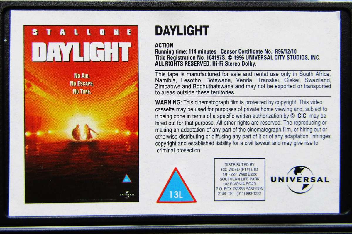 Daylight - Sylvester Stallone - Movie VHS Tape (1996)