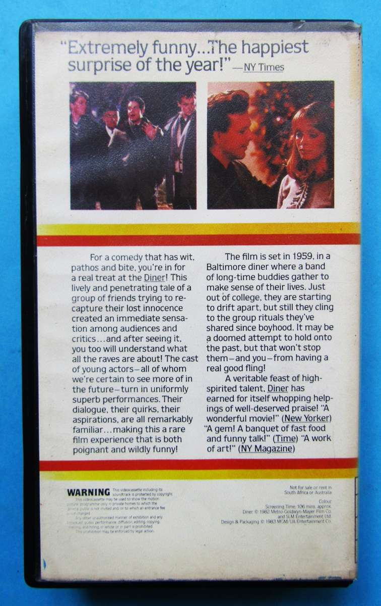 Diner - Mickey Rourke - Movie VHS Tape (1983)