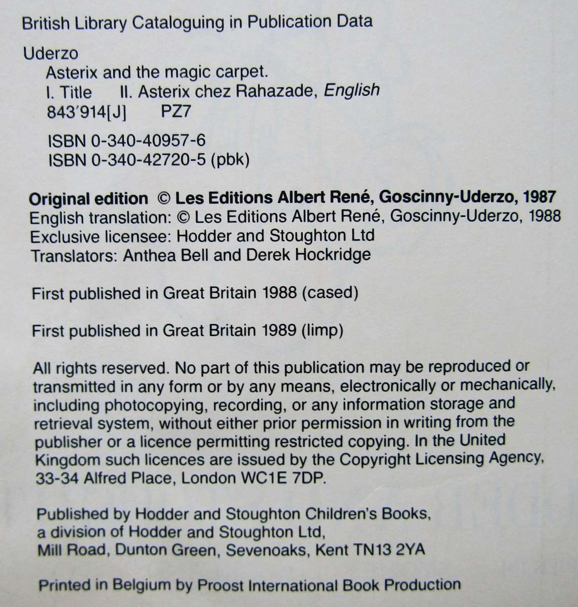 Asterix and the Magic Carpet - Softcover Book (1989)