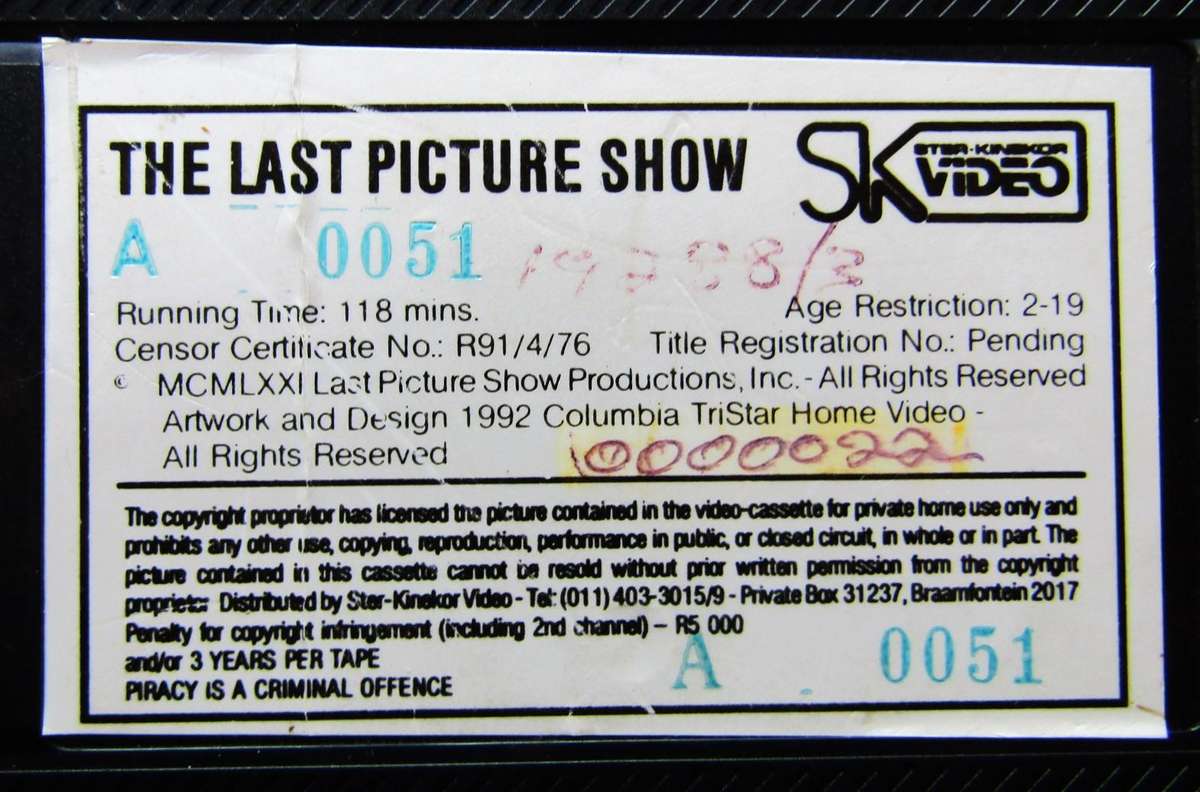 The Last Picture Show - Unbanned Movie VHS Tape (1992)