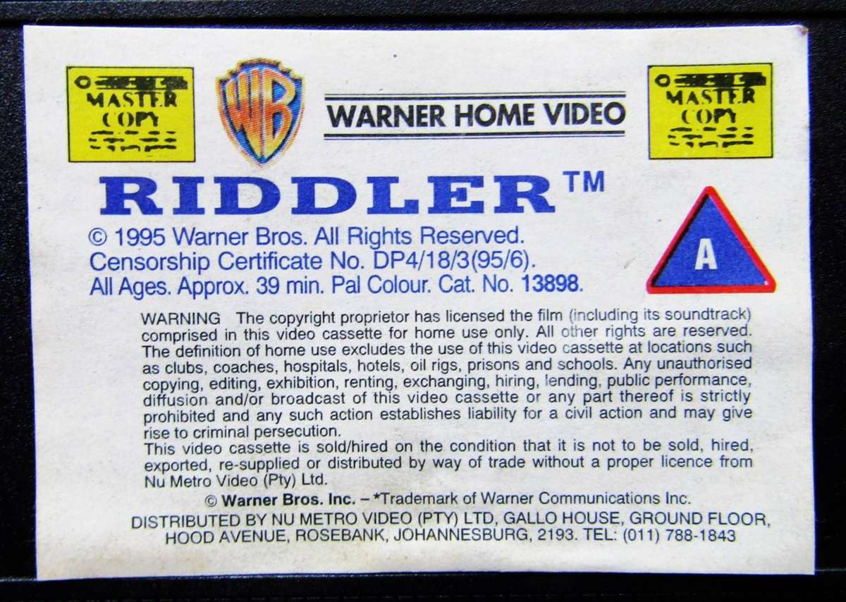 The Riddler - Adventures of Batman and Robin - VHS Tape (1995)
