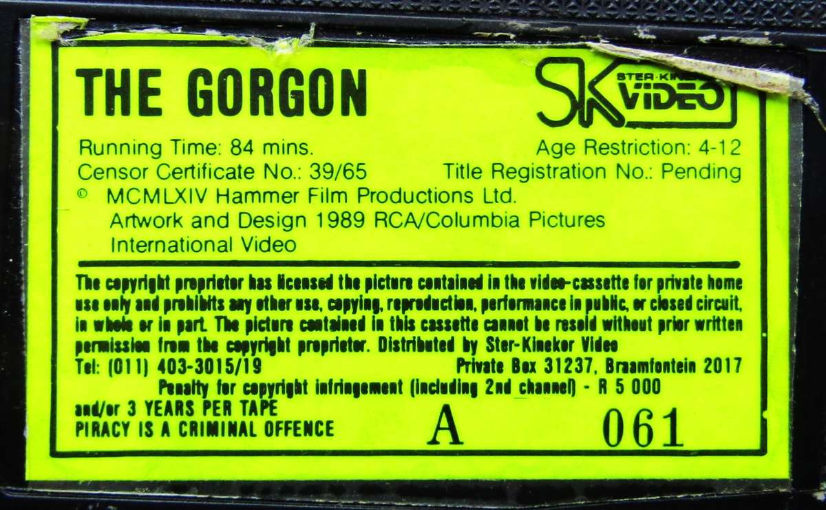 The Gorgon - Horror Movie VHS Tape (1989)