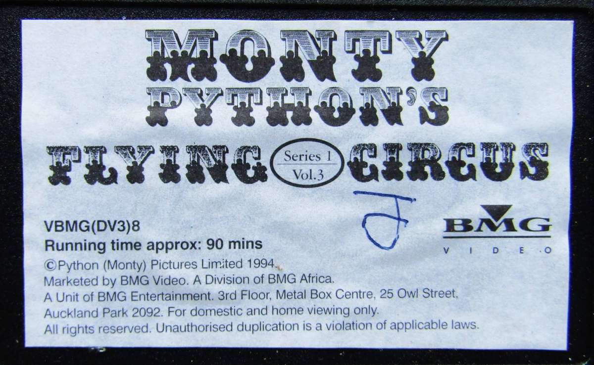 Monty Python's Flying Circus - Series 1 Vol 3 - VHS Tape (1994)