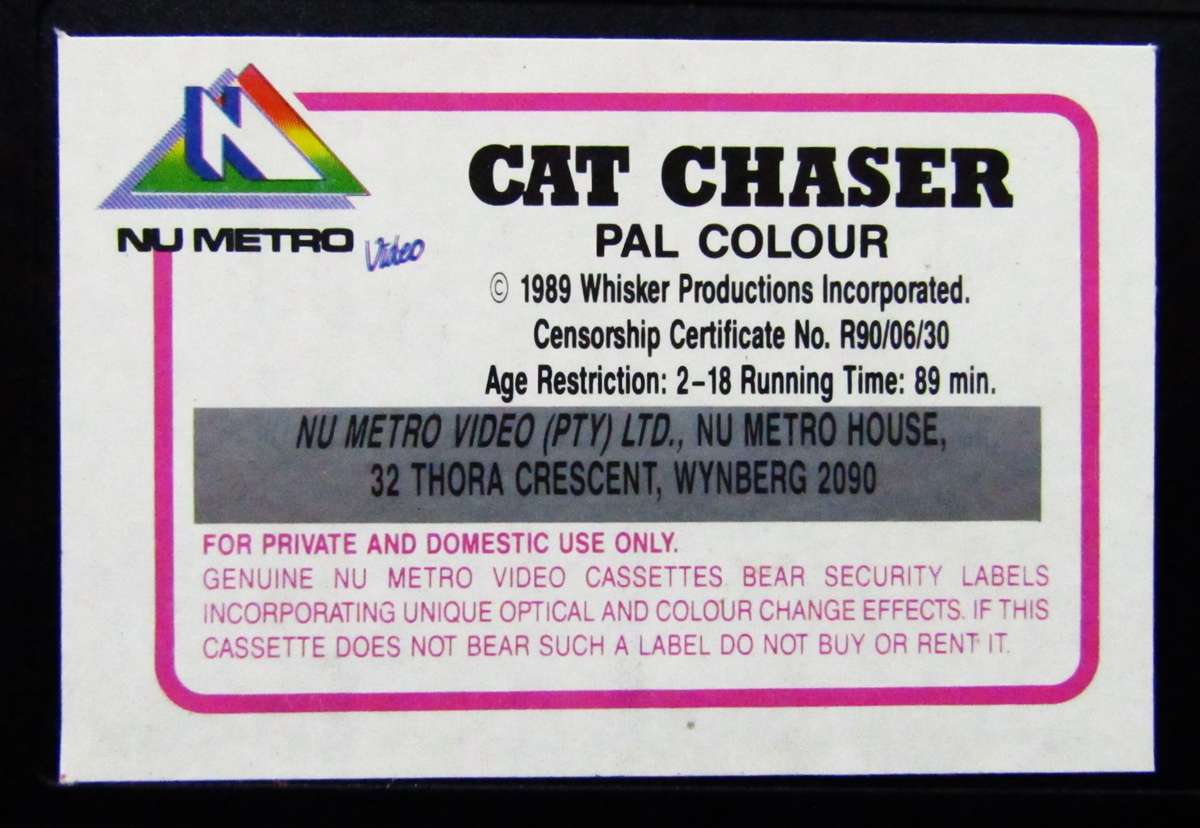 Cat Chaser - Peter Weller - Crime Movie VHS Tape (1989)
