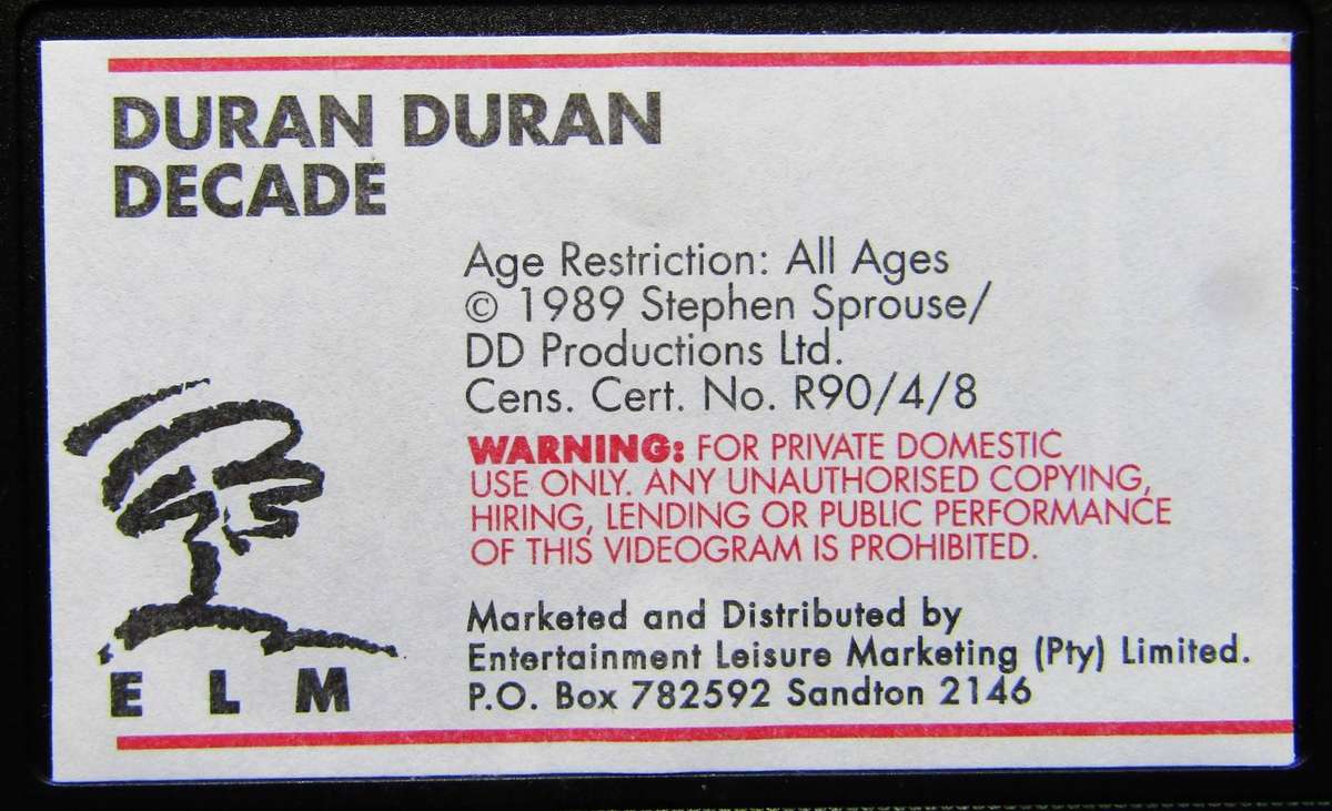 Duran Duran - Decade - VHS Video Tape (1989)