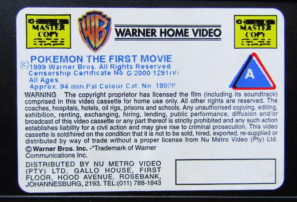 Pokemon - The First Movie - VHS Tape (1999)