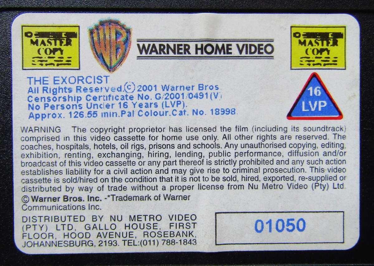 The Exorcist - Director's Cut - Horror Movie VHS Tape (2001)