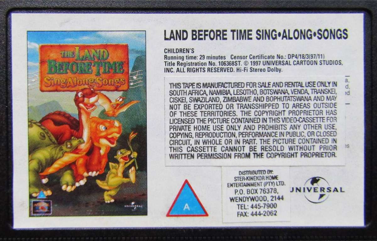 The Land Before Time - Sing Along Songs - VHS Video Tape (1997)
