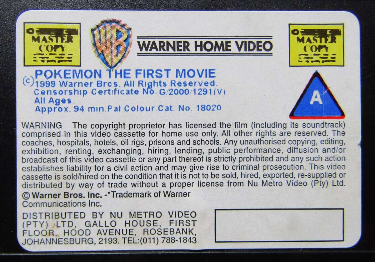 Pokemon - The First Movie - VHS Tape (2000)