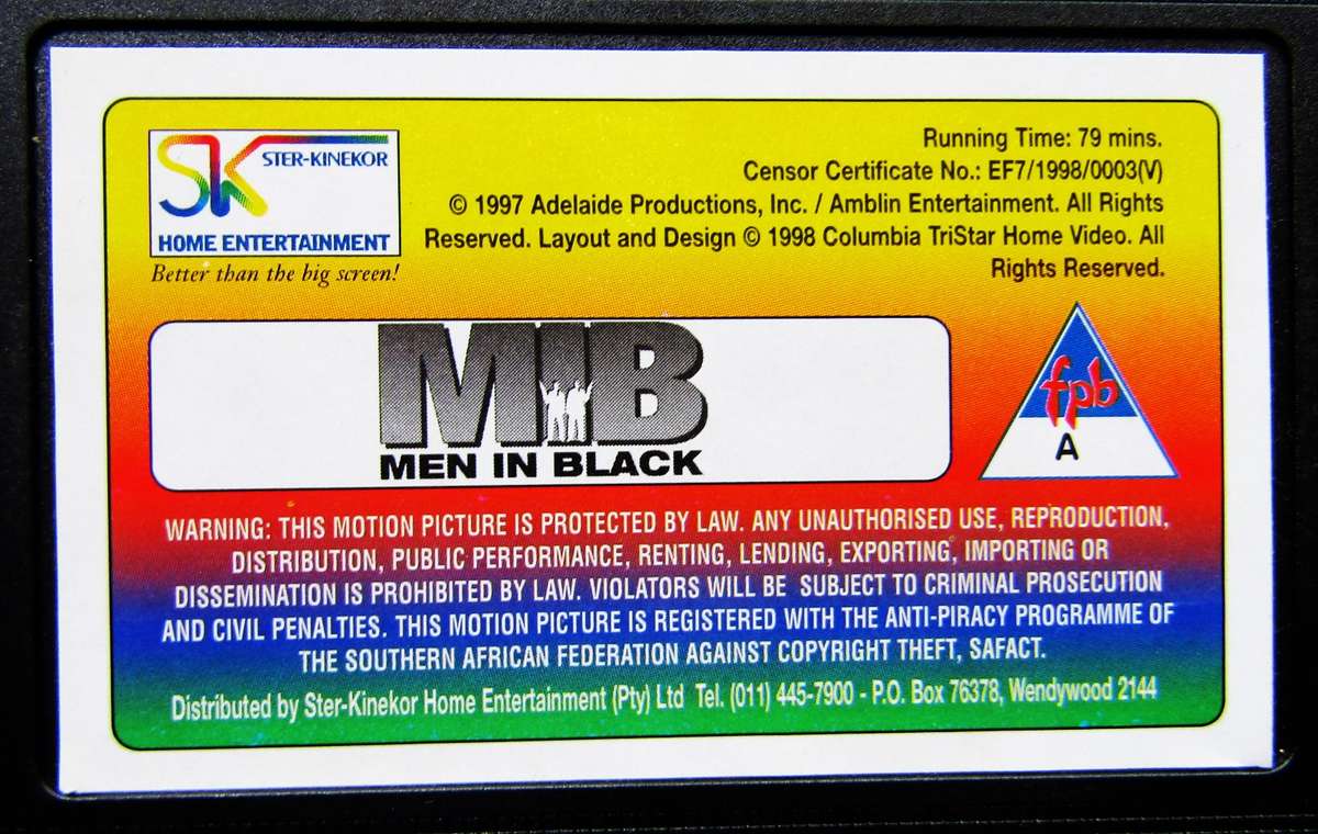 Men in Black - Volume 1 - Animated Series VHS Tape (1998)