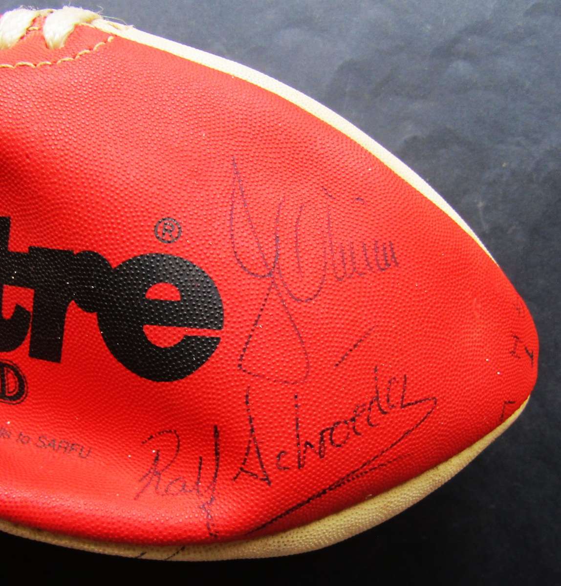 Old SARFU Mitre Rugby Ball with Many Signatures