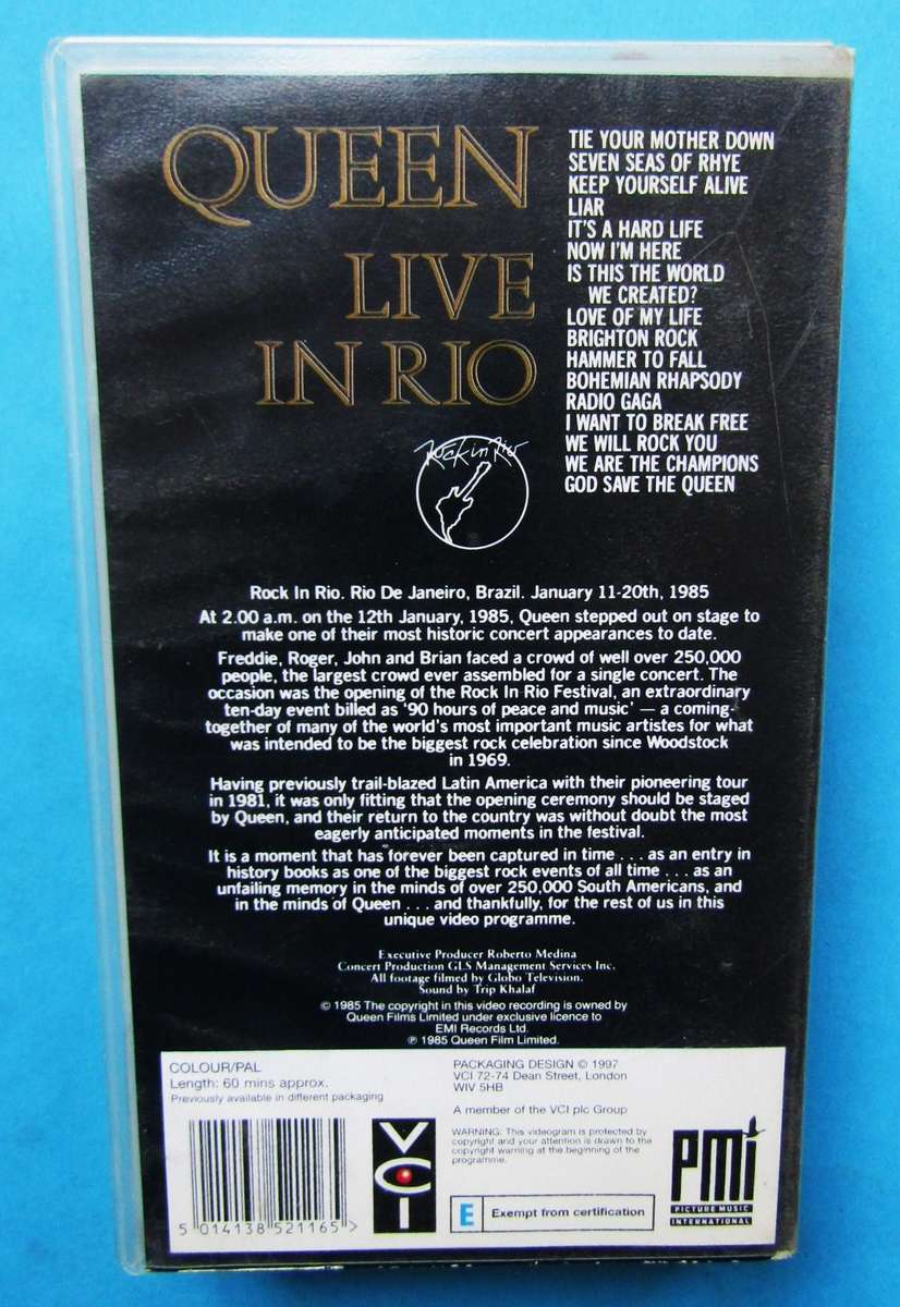 Queen - Live in Rio - VHS Video Tape (1997)