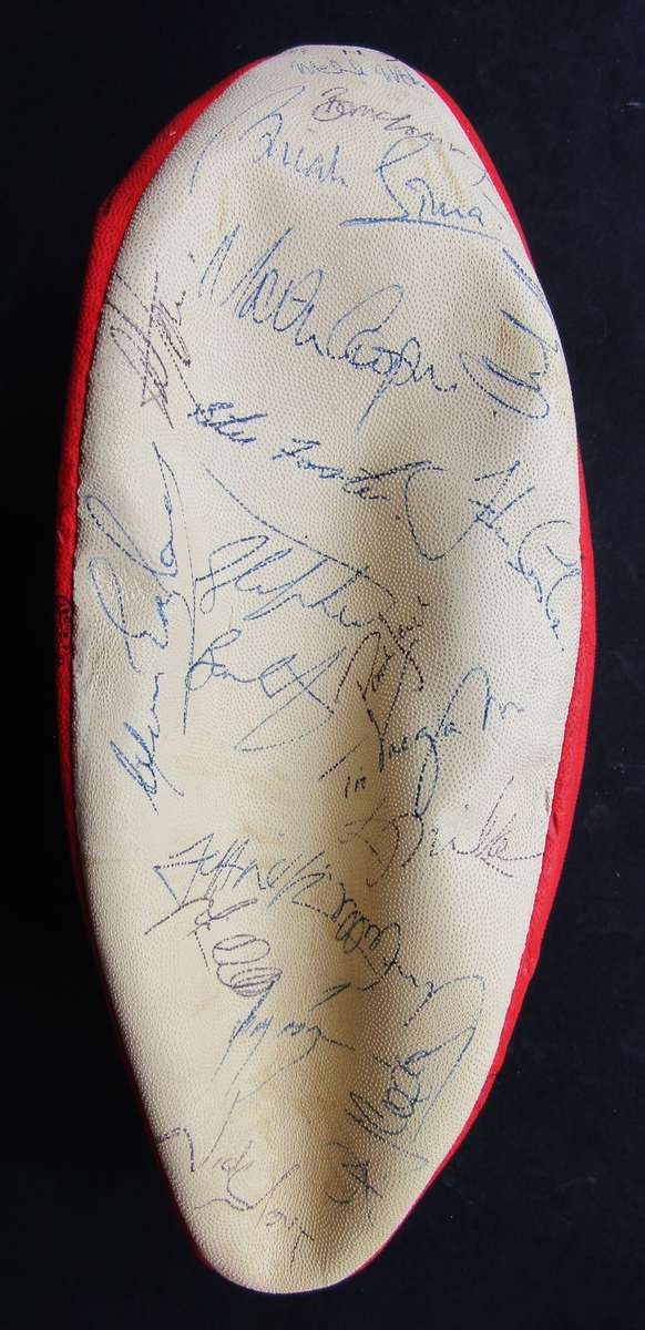 Old SARFU Mitre Rugby Ball with Many Signatures